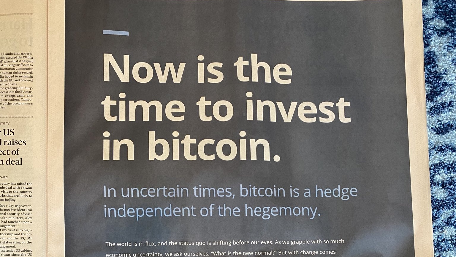 Buy Bitcoin, screams Galaxy's huge ad in the Financial Times - Decrypt