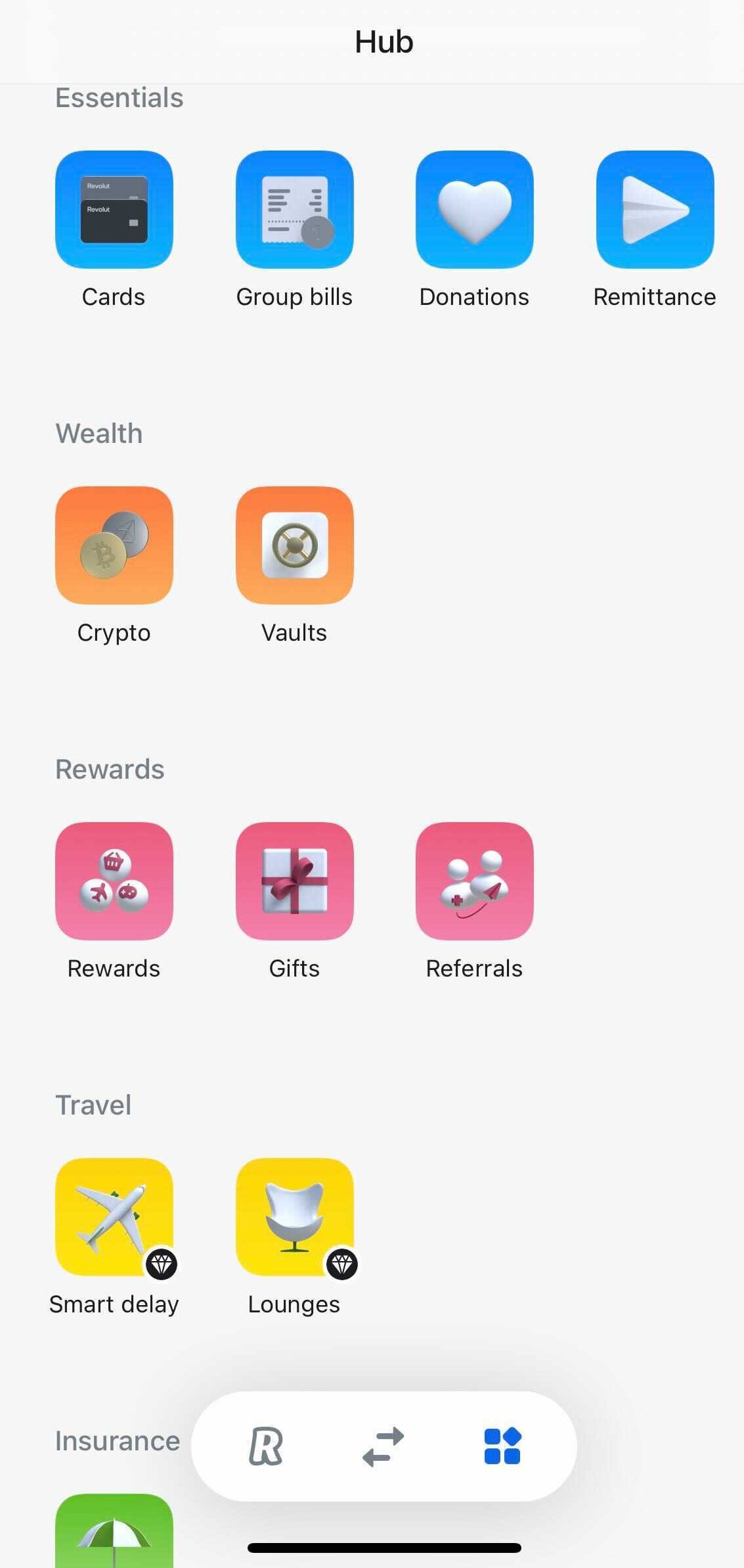 Screenshot of the U.S. version of the Revolut app.