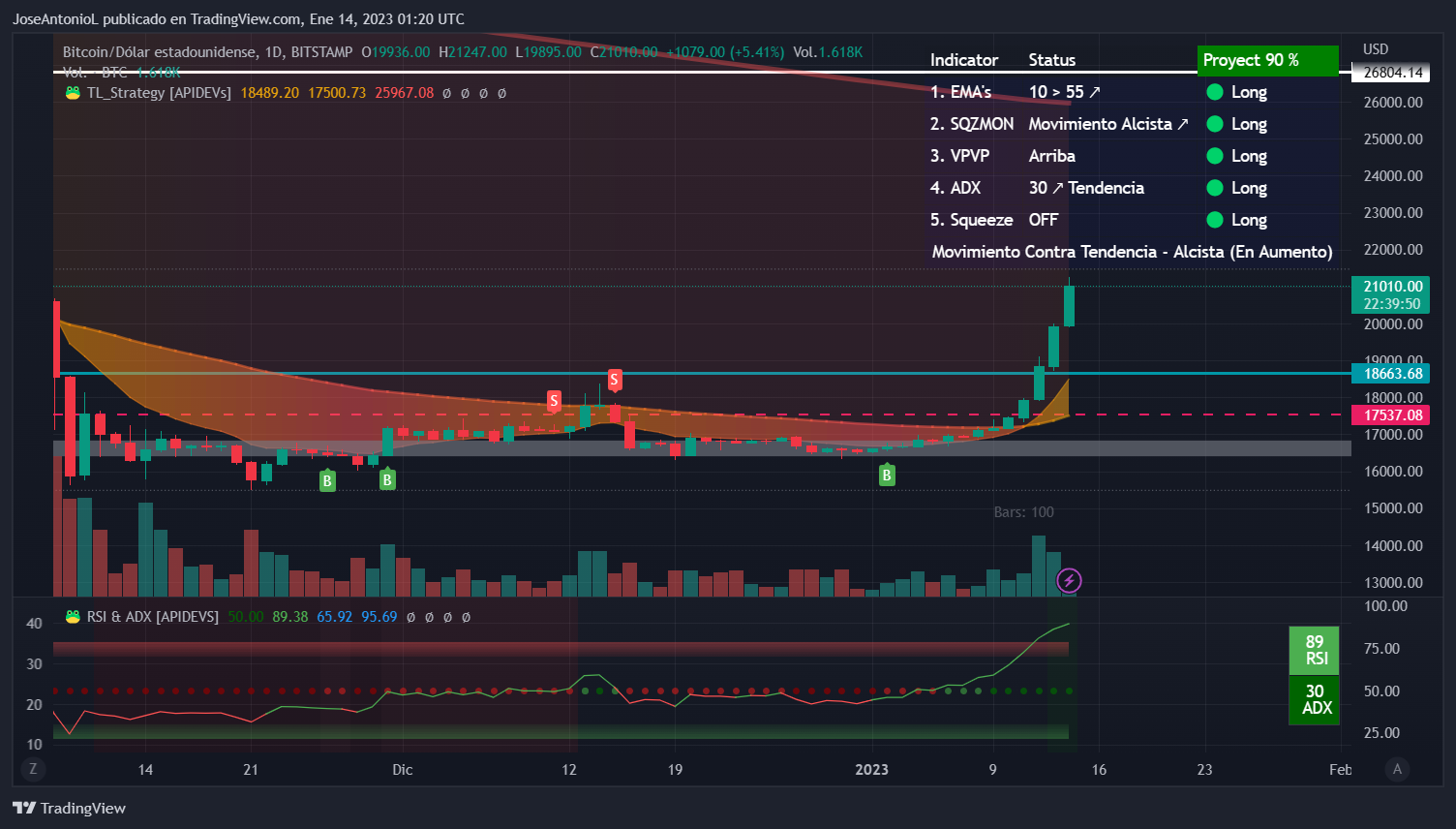 Precio de Bitcoin. Imagen: Tradingview