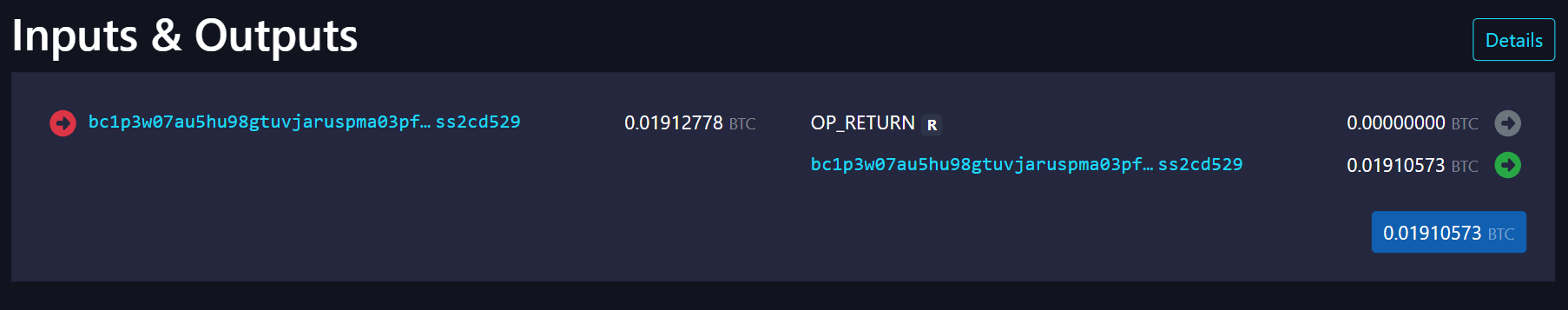 A screenshot taken from a block explorer.