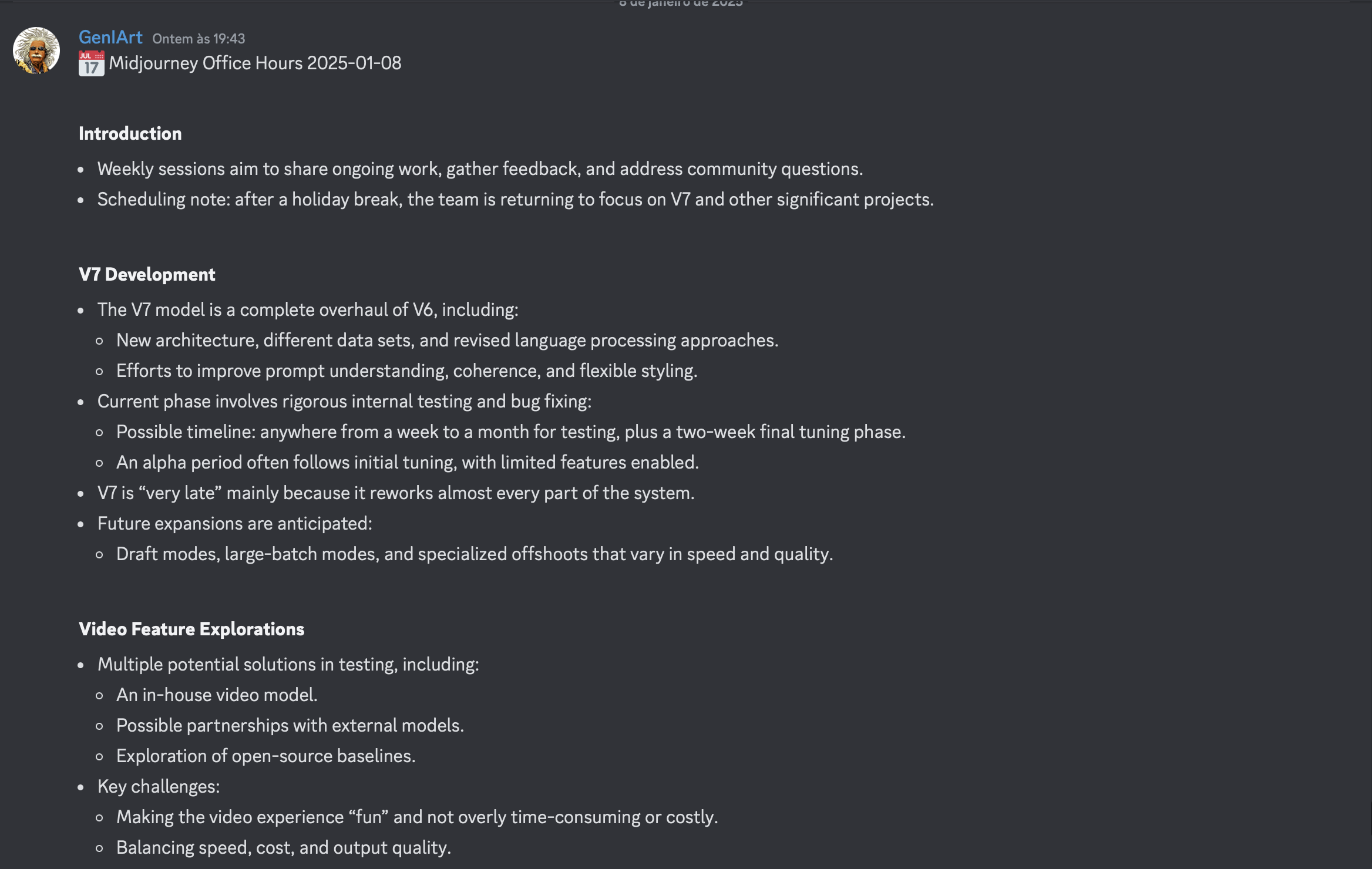 Crédito: Anuncio de Midjourney en Discord.