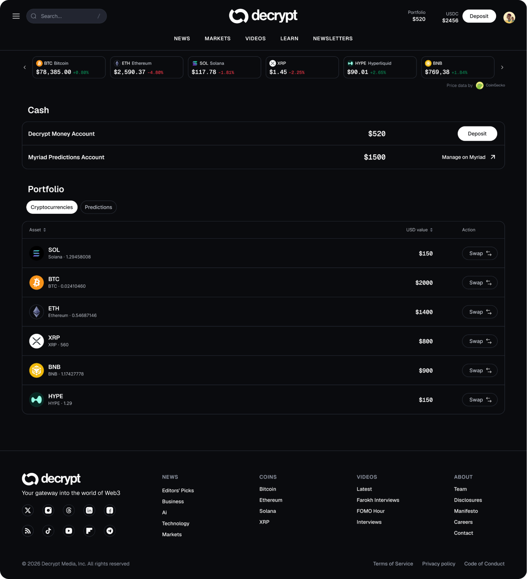 Decrypt 在 Solana 上线 Money Accounts,统一接入信息交易平台 4